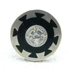 Vintage Sterling Silver Onyx Pin Brooch